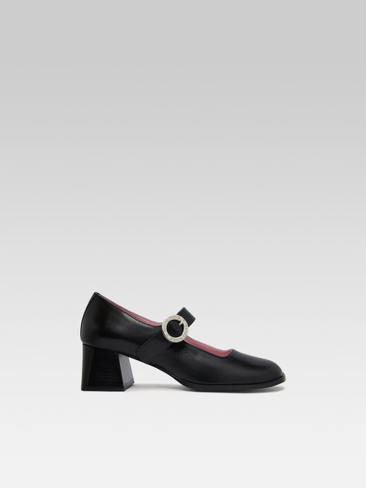 Carmen - Black leather Mary Janes pumps