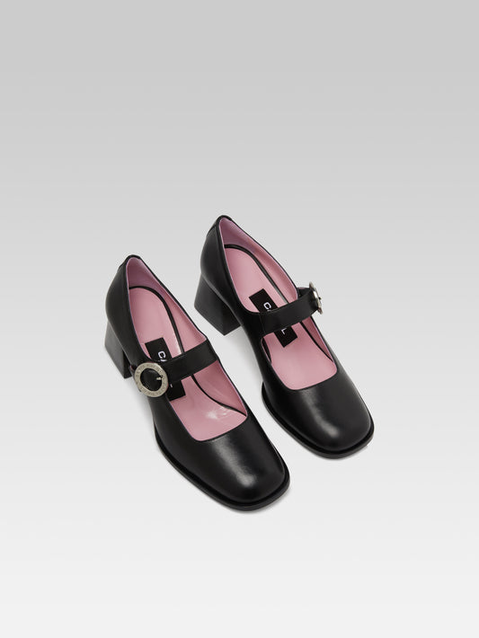 Carmen - Black leather Mary Janes pumps - Image number 3