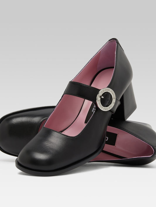 Carmen - Black leather Mary Janes pumps - Image number 4