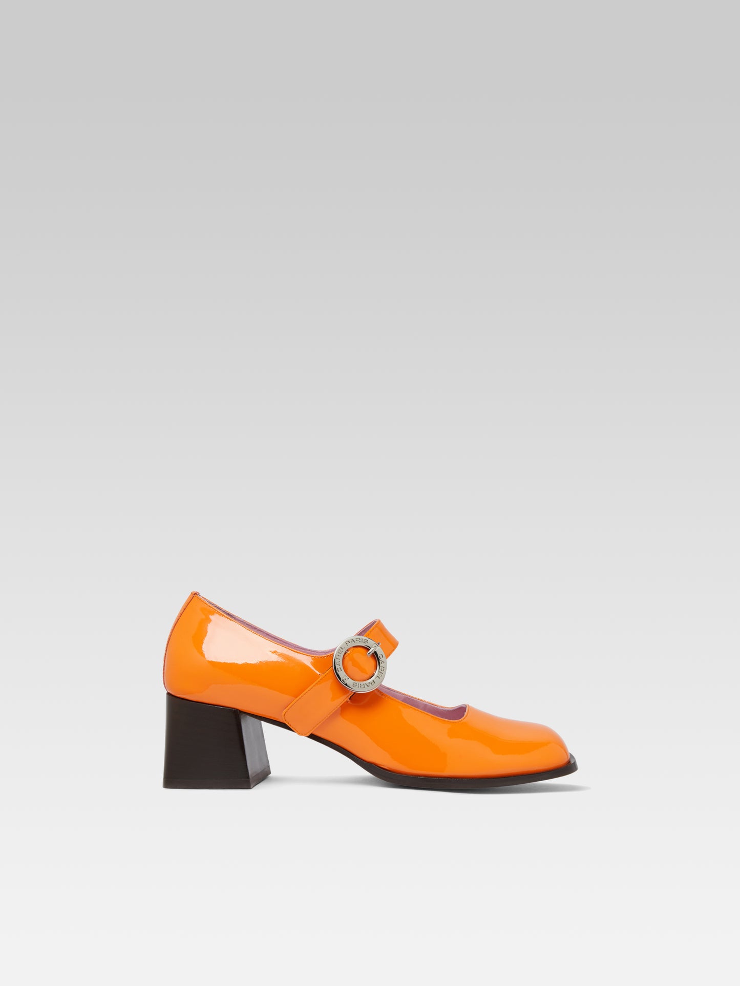 Carmen - Orange patent leather Mary Janes pumps