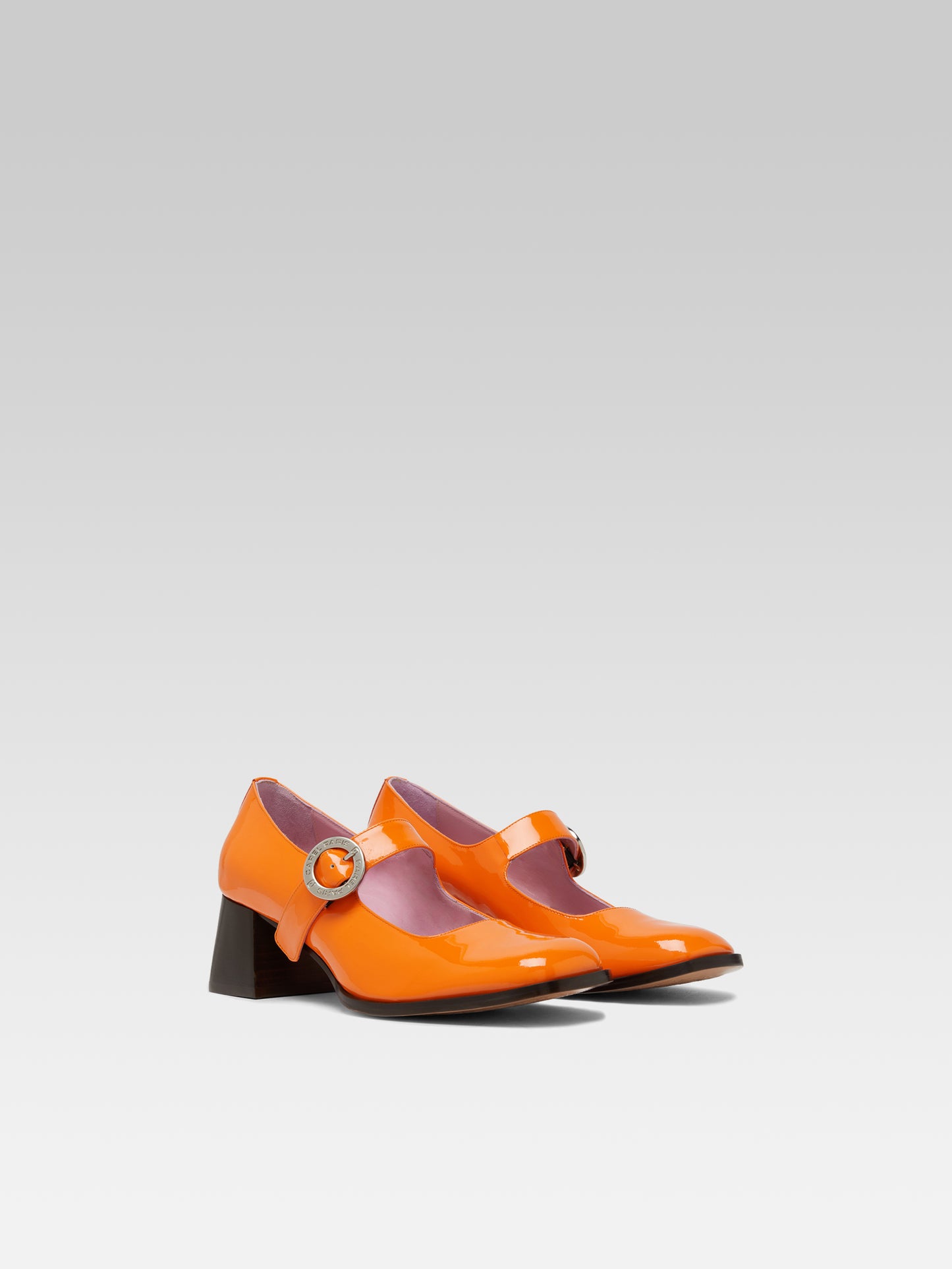 Carmen - Orange patent leather Mary Janes pumps