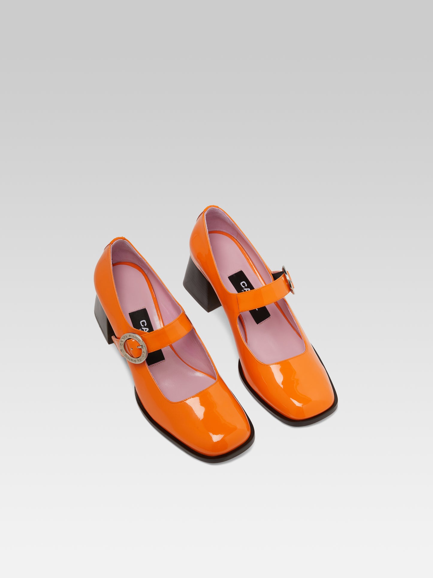 Carmen - Orange patent leather Mary Janes pumps