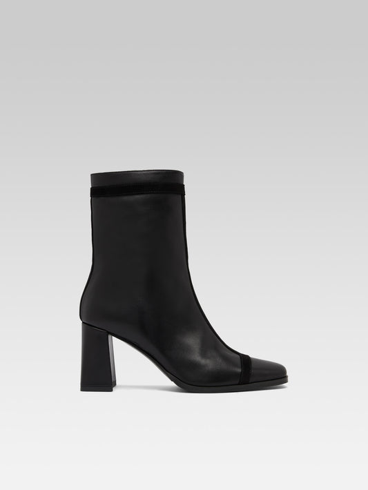 Catherine - Black leather and suede ankle boots