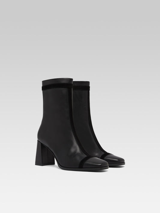 Catherine - Black leather and suede ankle boots - Image number 2