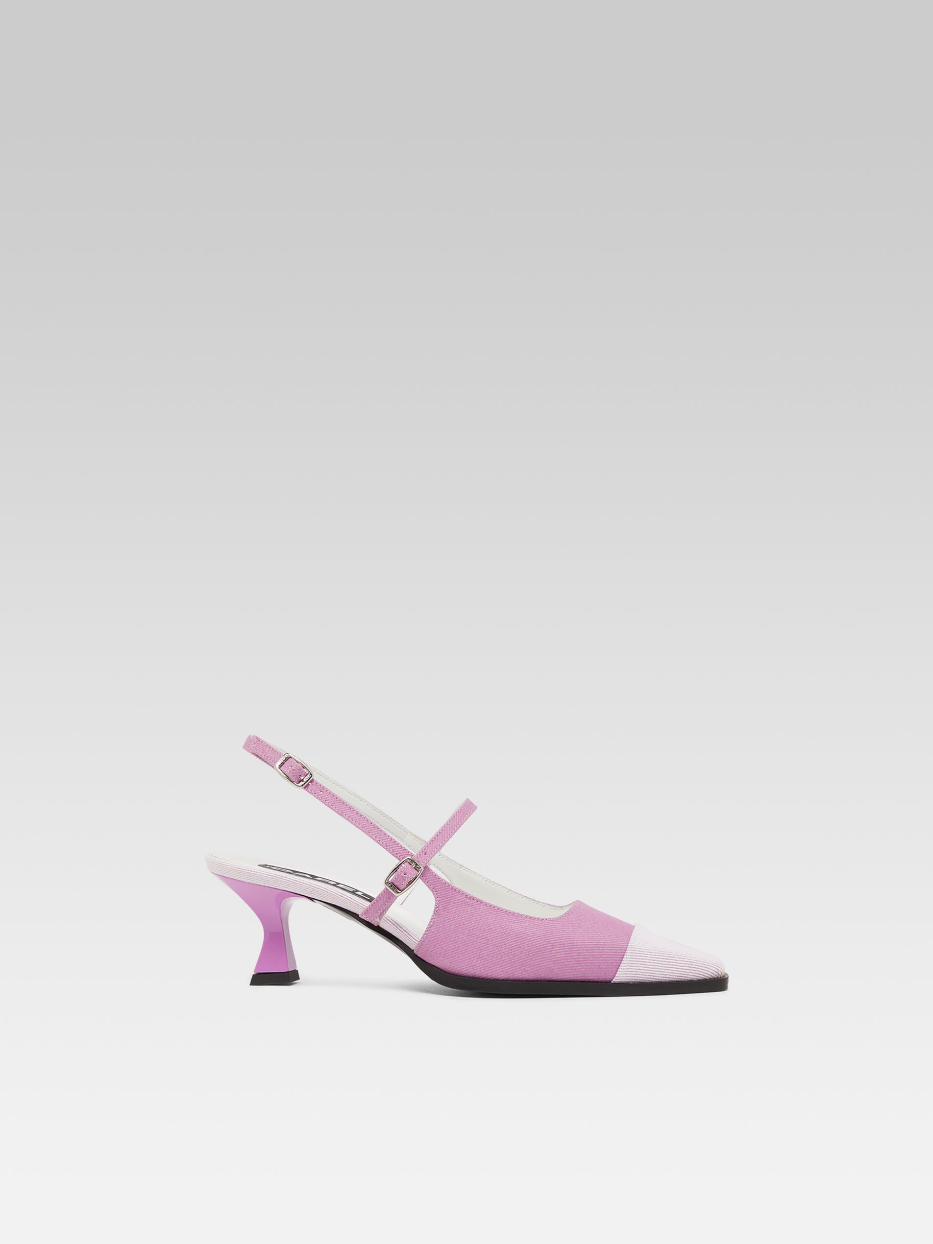 Cecile - Purple and lilac two-tone fabric slingback pumps