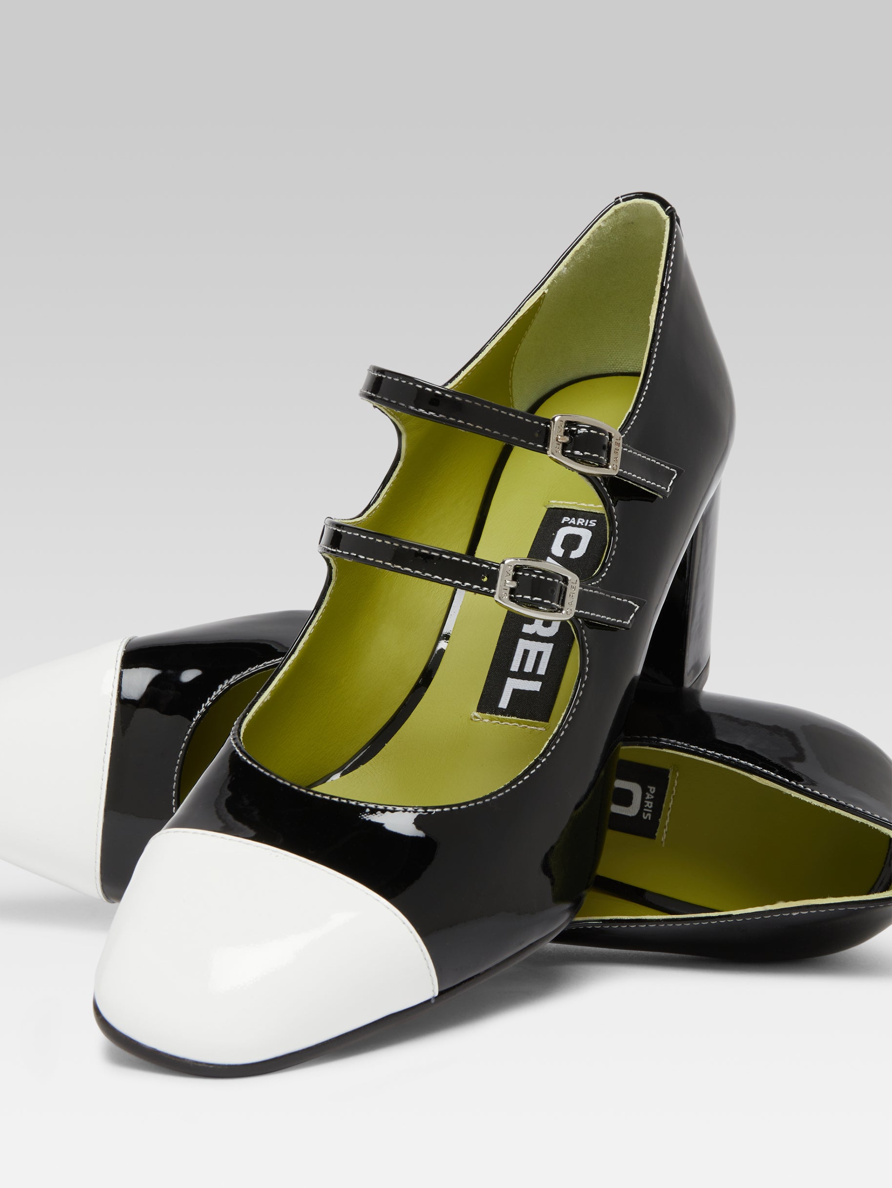 Cherry - Black and white patent leather Mary Janes pumps - Image number 5