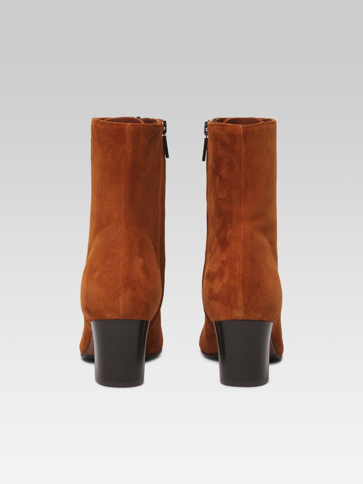 Colette - Bottines à lacets cuir velours brandy