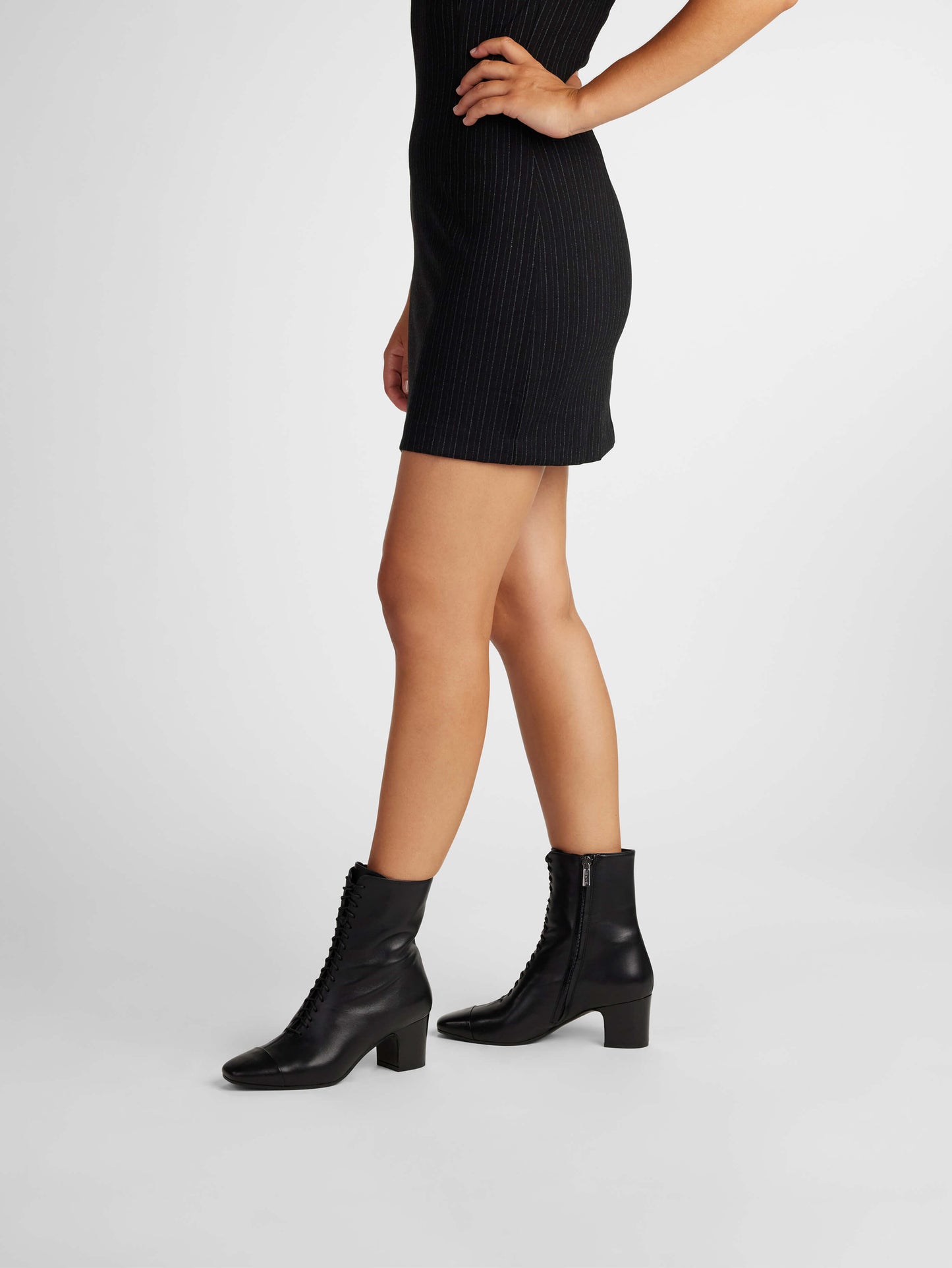 Colette - Black leather lace-up ankle boots