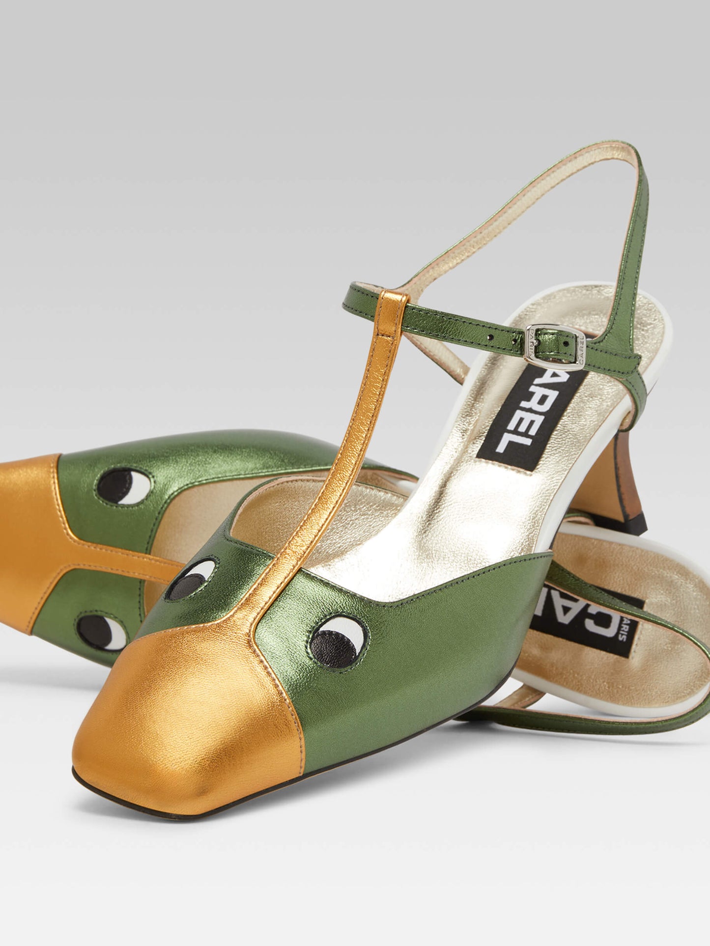 Donald - Green laminated leather sandals