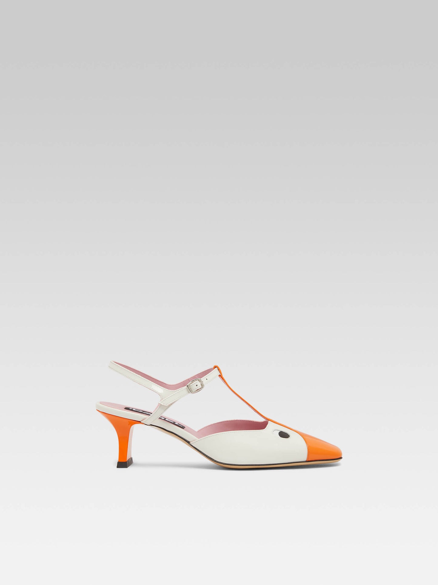 Donald - Sandales cuir verni orange et blanc