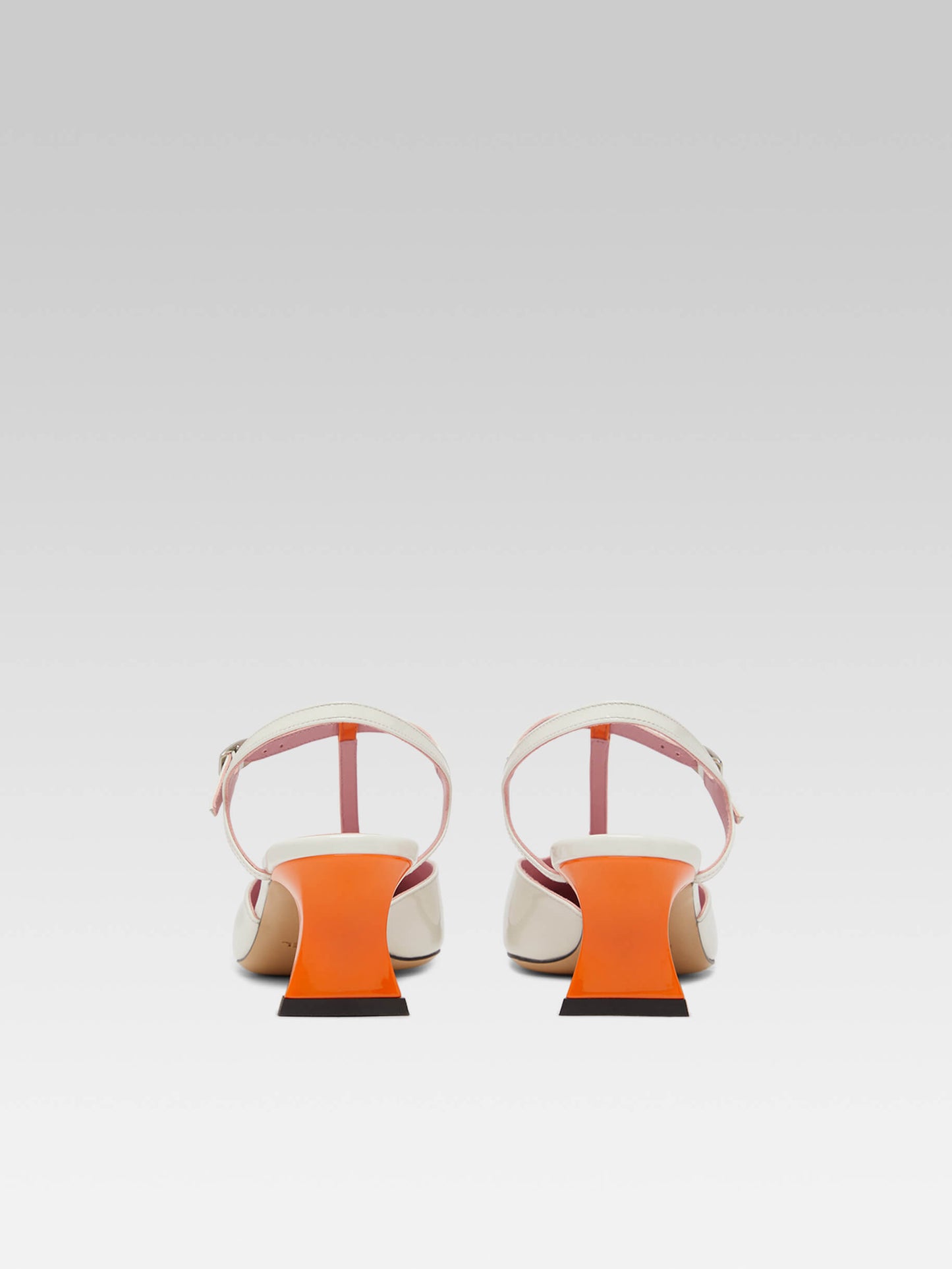 Donald - Sandales cuir verni orange et blanc