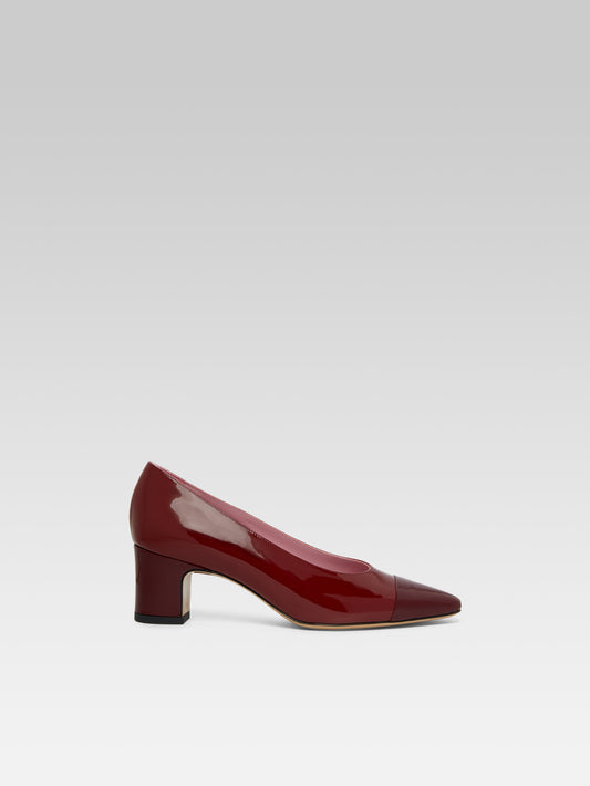 Edith - Bi-burgundy patent leather pumps