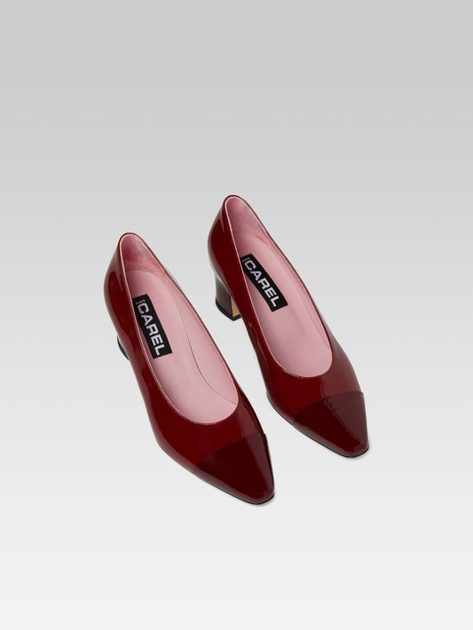 Edith - Bi-burgundy patent leather pumps - Image number 3