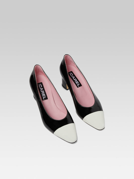 Edith - Black and ivory patent leather pumps - Image number 3