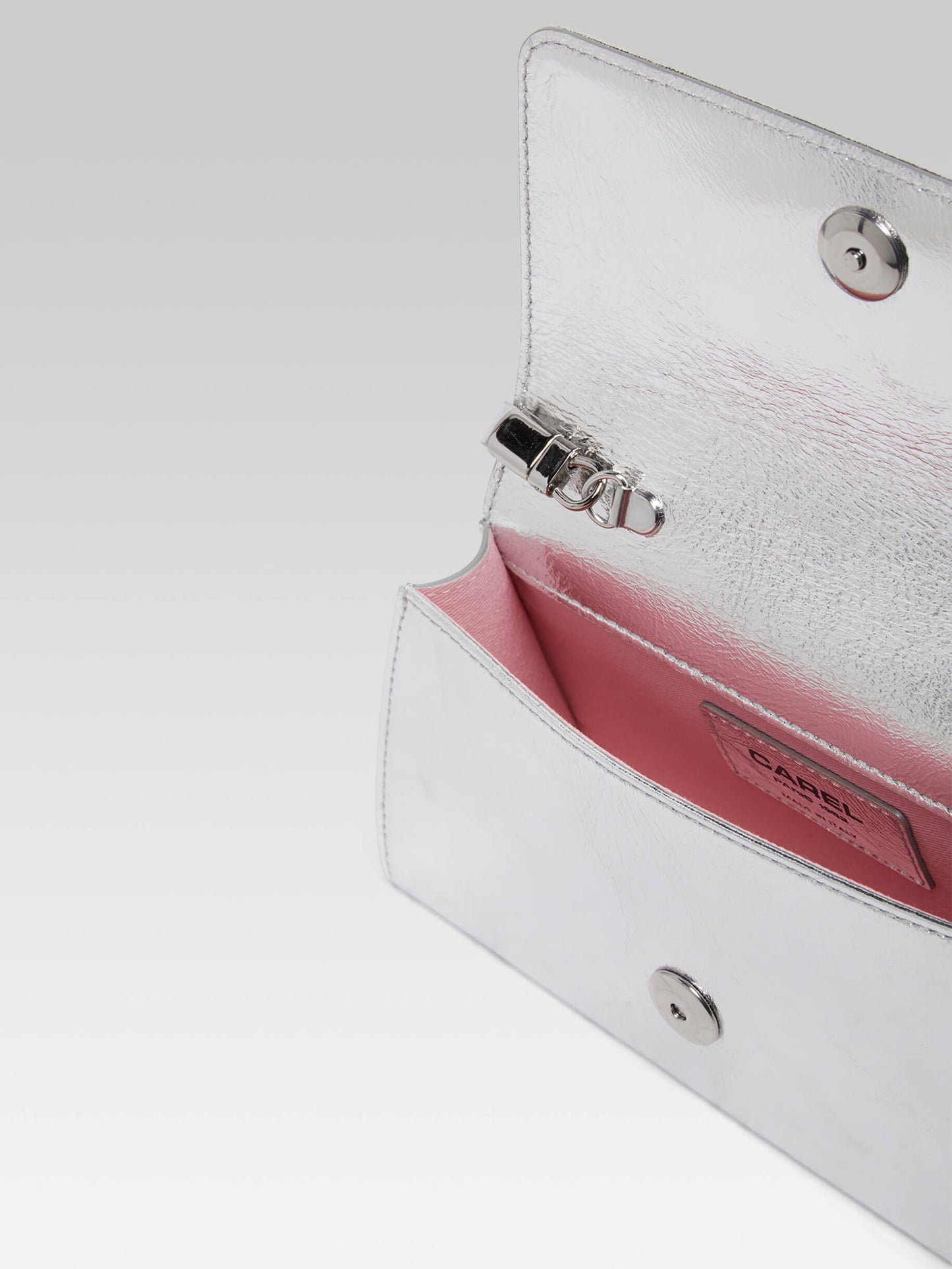 Elysee - Upcycled silver laminated leather shoulder bag