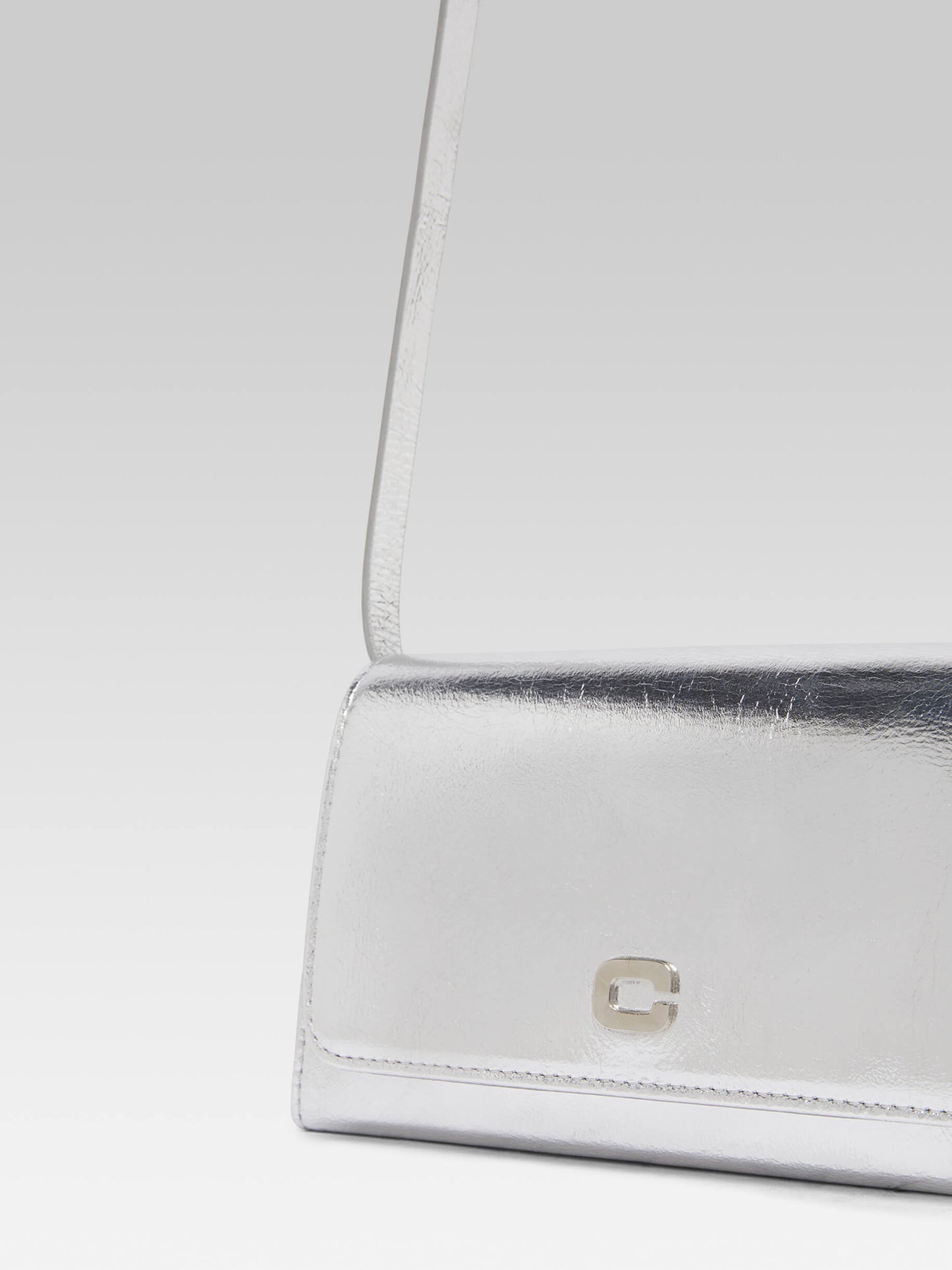 Elysee - Upcycled silver laminated leather shoulder bag