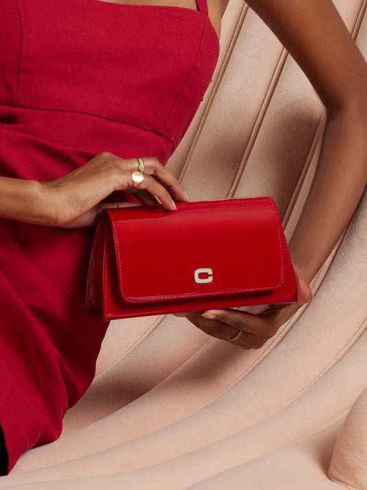 Elysee - Sac épaule cuir verni rouge - Image numéro 2