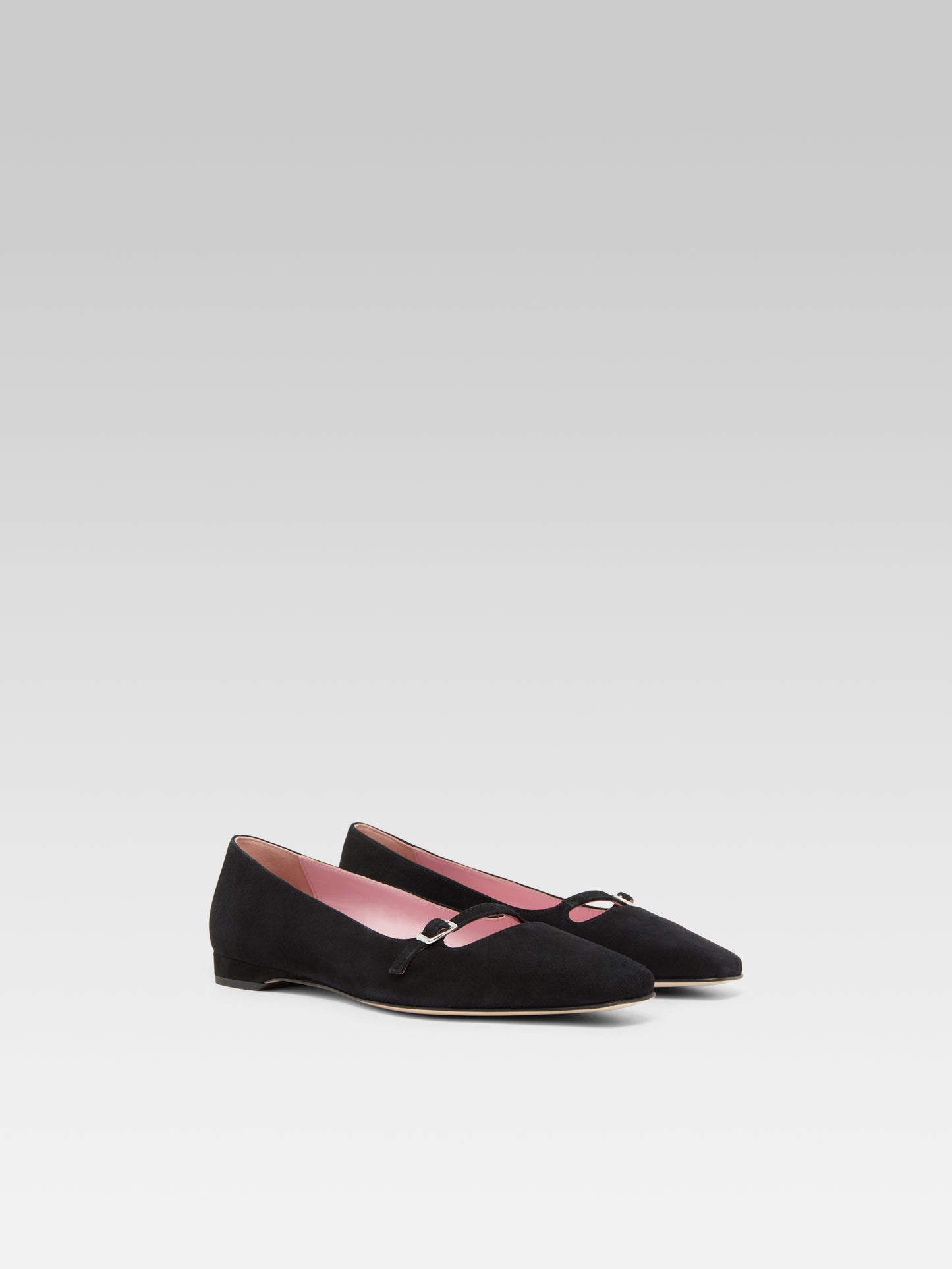 Emilie - Black suede leather ballet flats