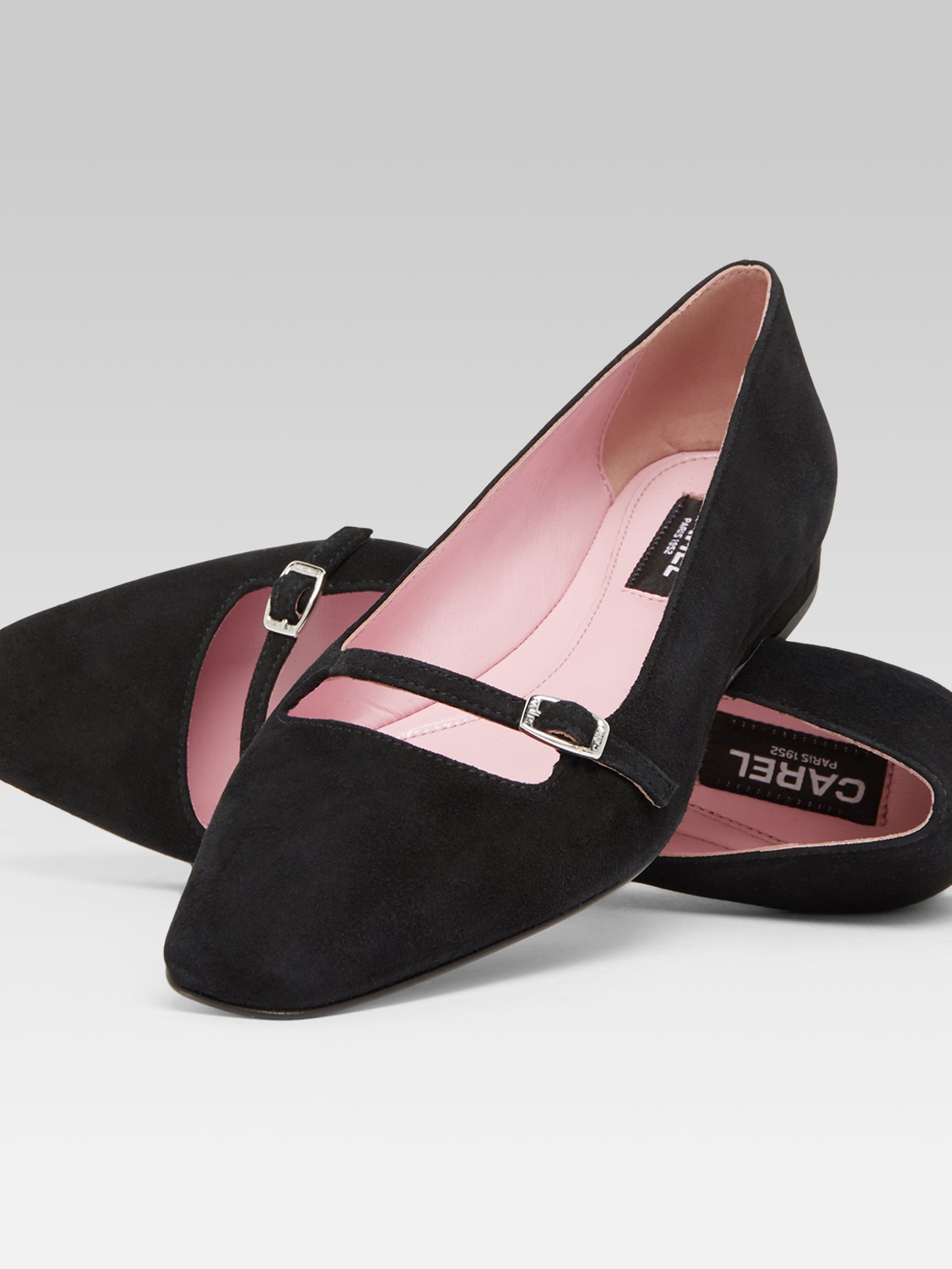 Emilie - Black suede leather ballet flats