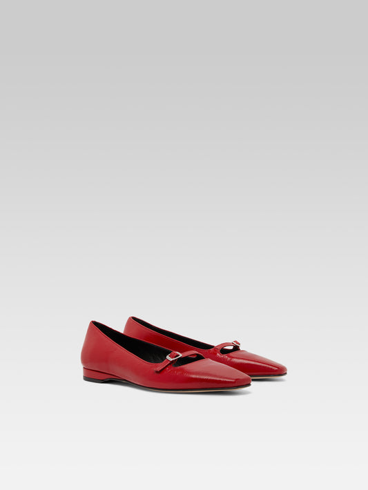 Emilie - Red naplack leather ballet flats - Image number 4