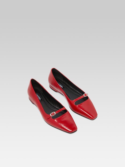 Emilie - Ballerines cuir naplack rouge