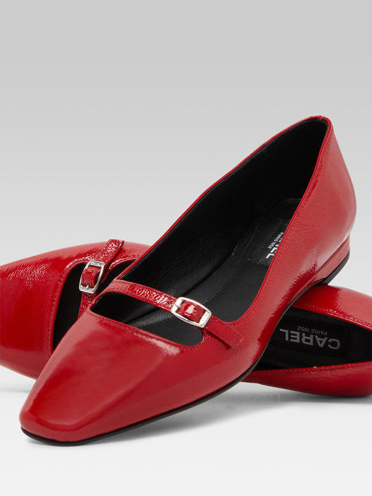 Emilie - Red naplack leather ballet flats - Image number 4