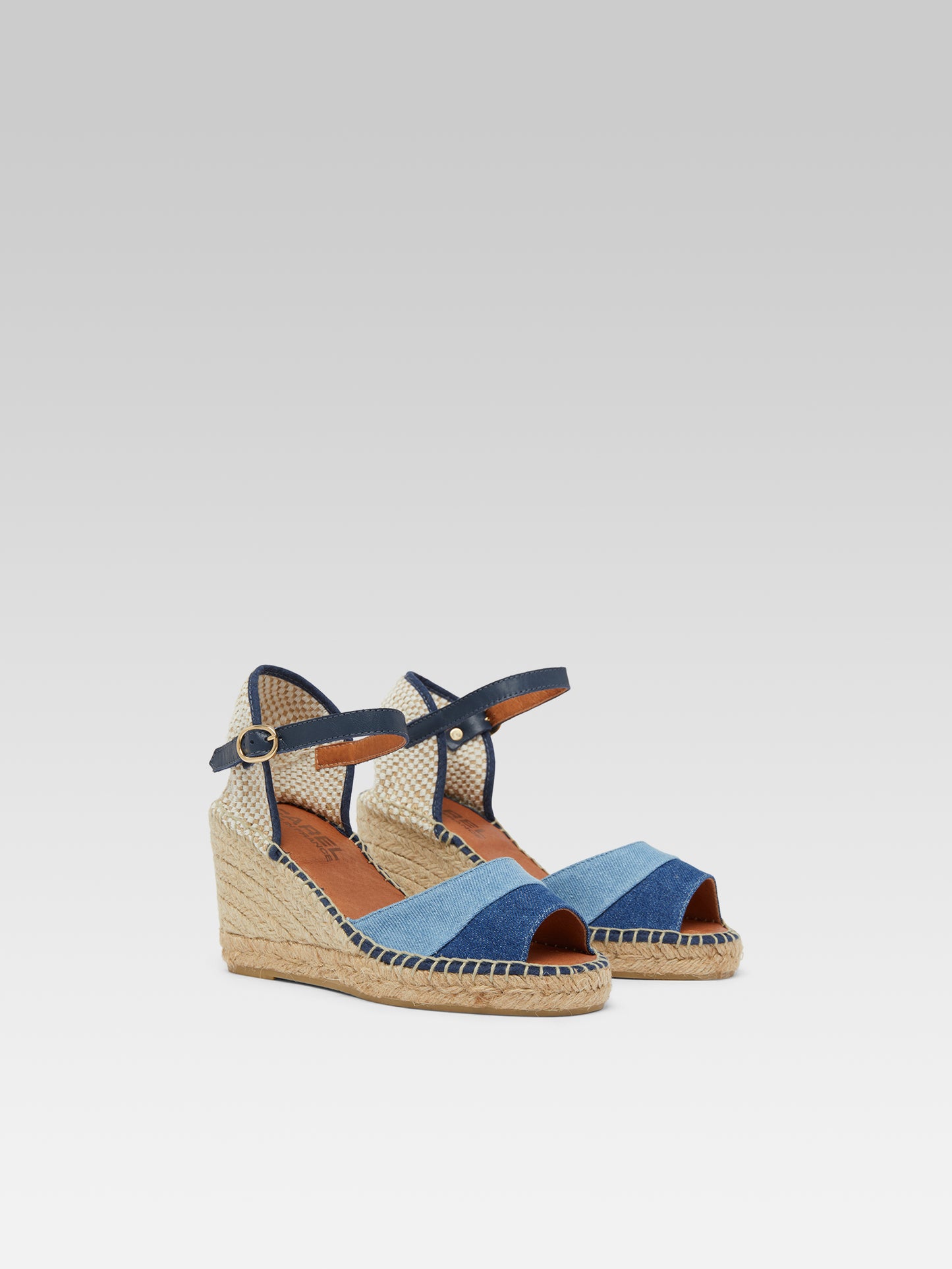 Espelette - Bi-jean fabric wedge espadrilles