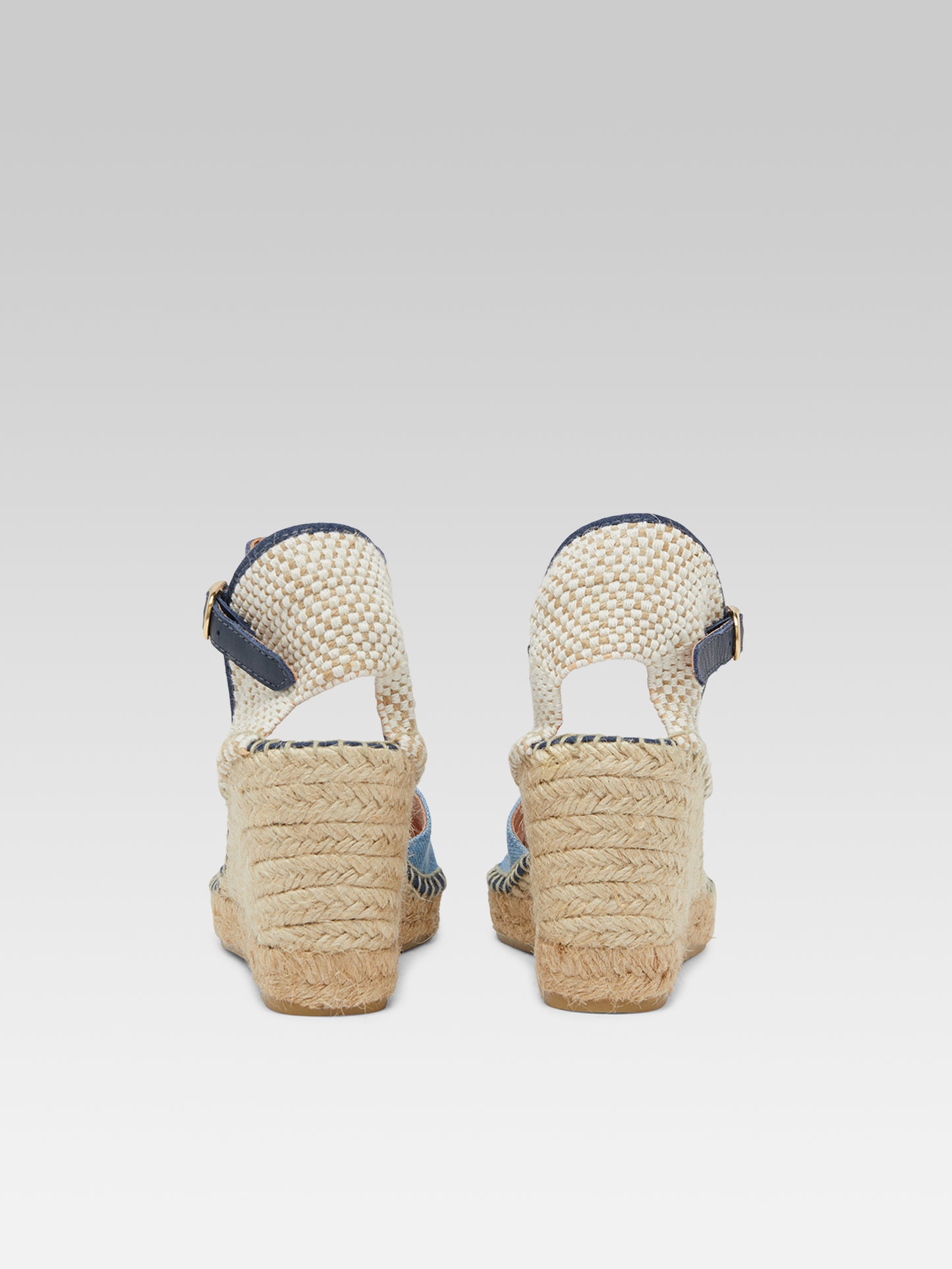 Espelette - Bi-jean fabric wedge espadrilles