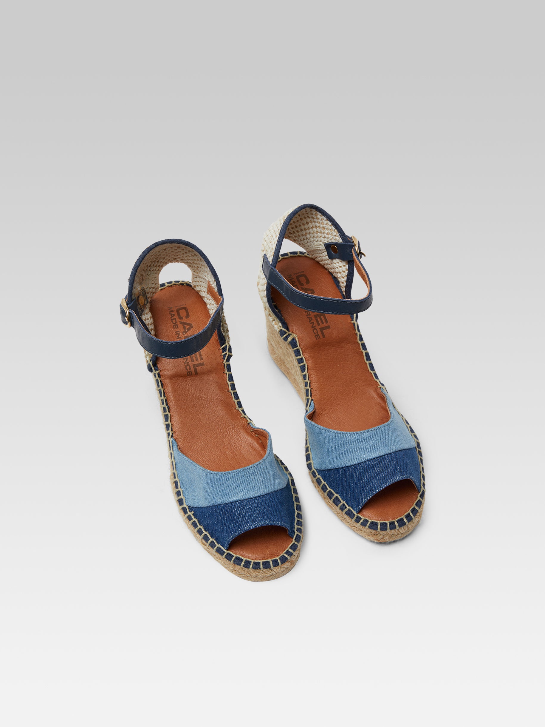 Espelette - Espadrilles compensées tissu bi jeans - Image numéro 3