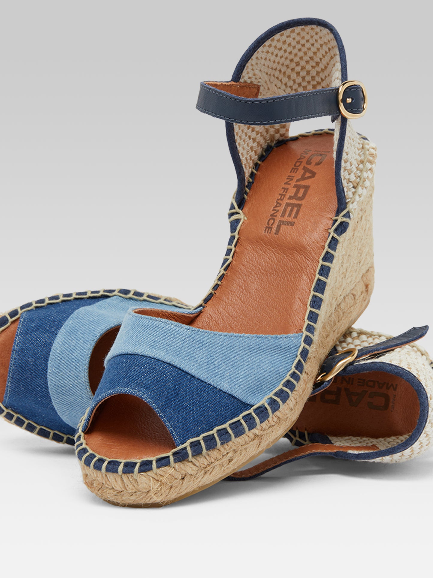 Espelette - Espadrilles compensées tissu bi jeans