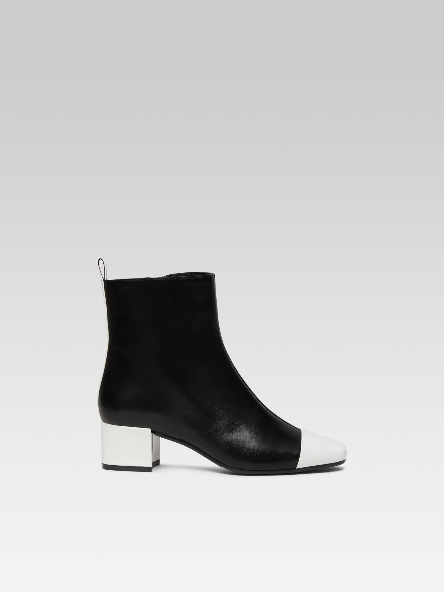 Estime - Black leather and white patent leather ankle boots