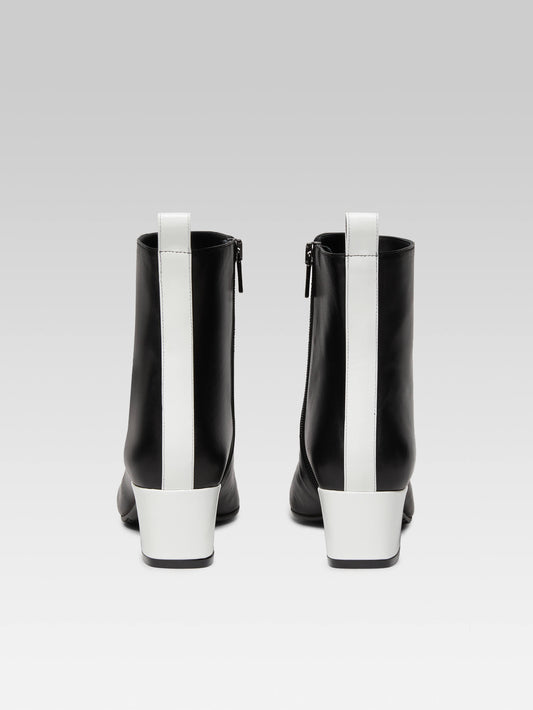 Estime - Black leather and white patent leather ankle boots - Image number 4