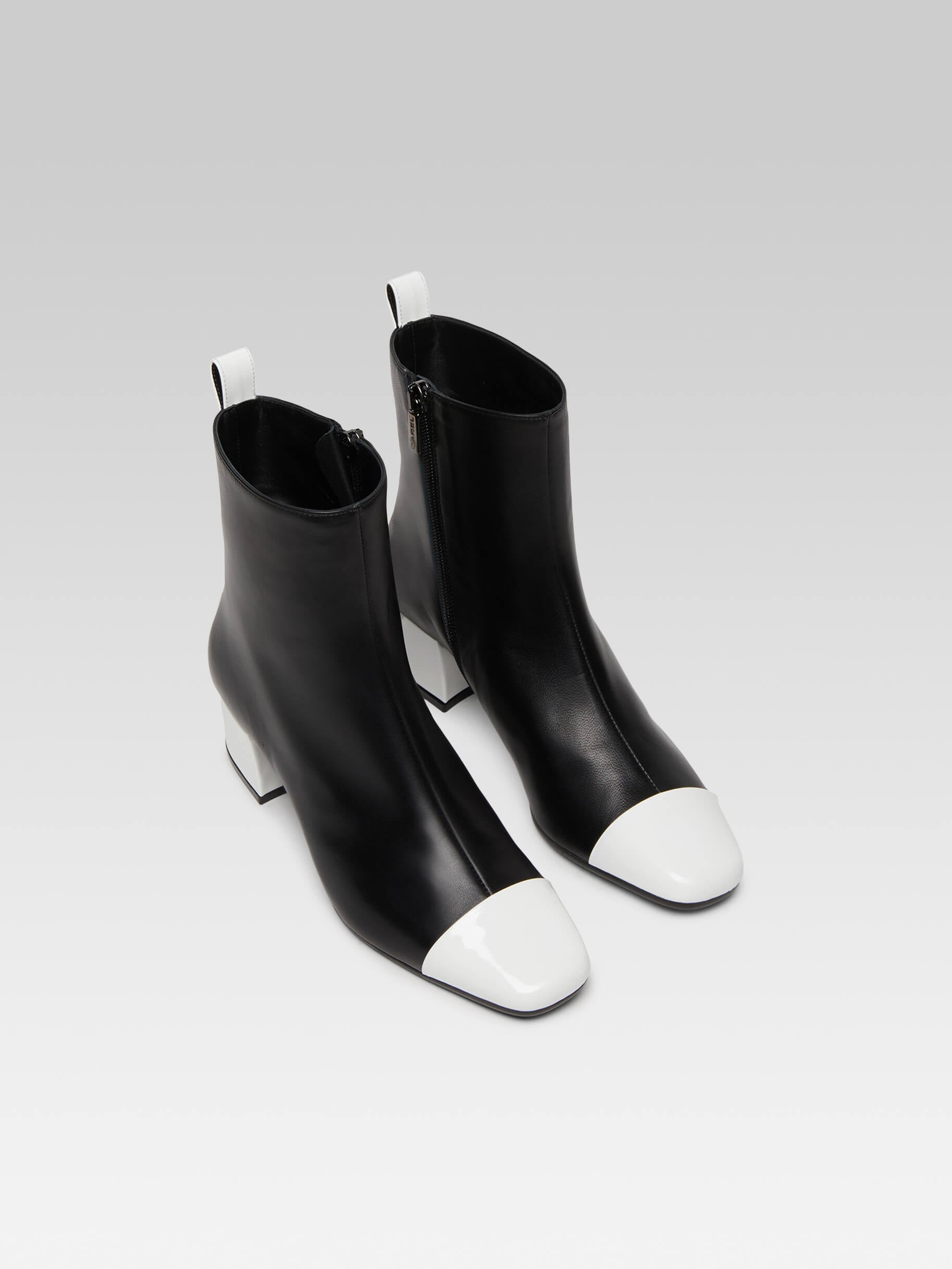 Estime - Black leather and white patent leather ankle boots - Image number 2