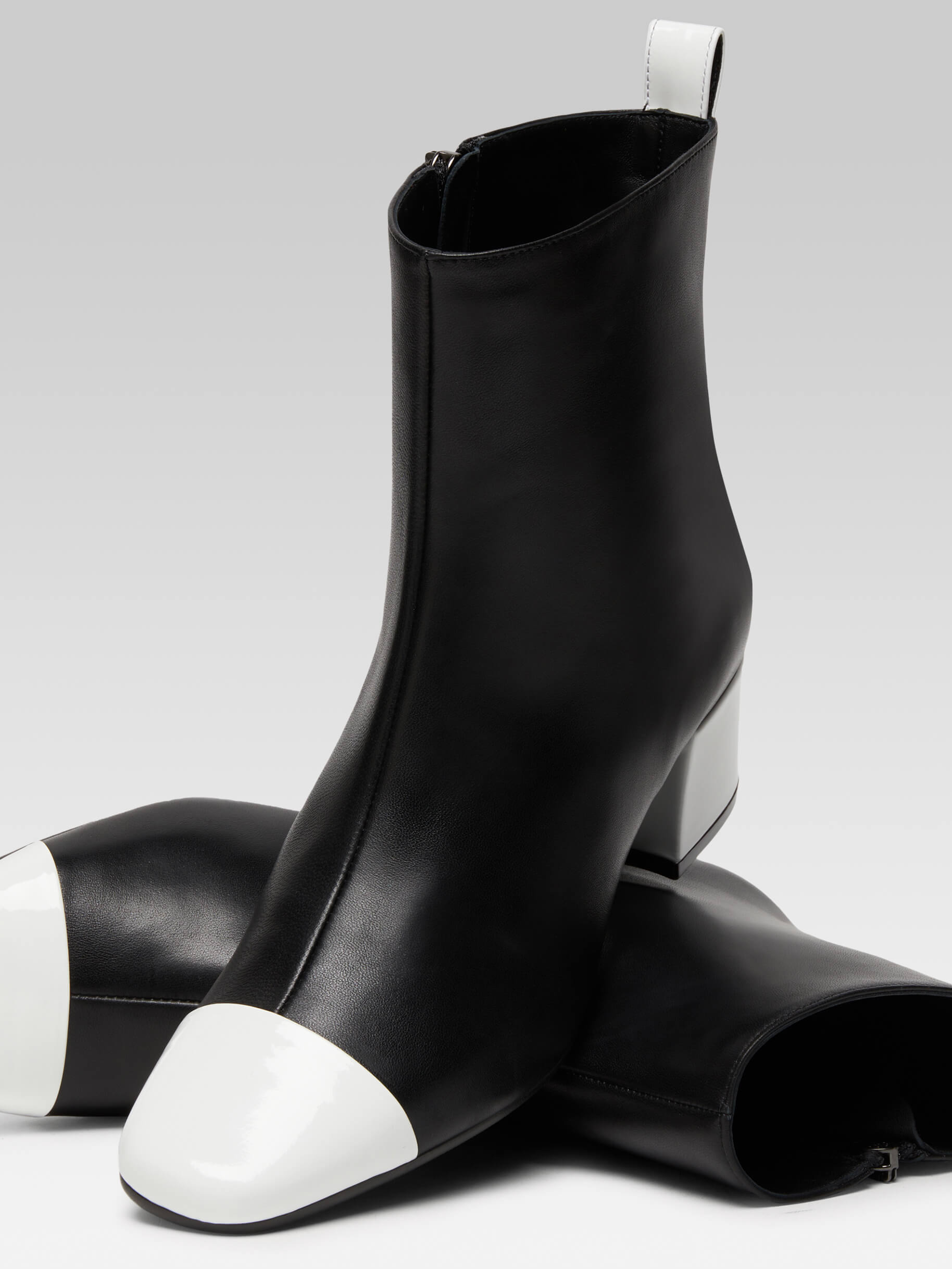 Estime - Bottines cuir noir et cuir verni blanc - Image numéro 5