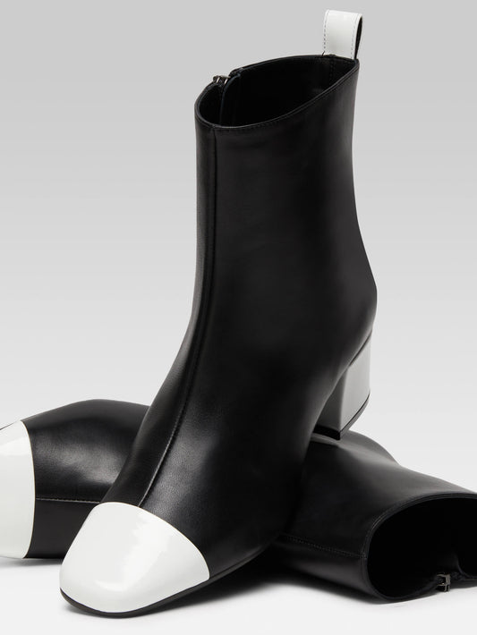 Estime - Black leather and white patent leather ankle boots - Image number 5