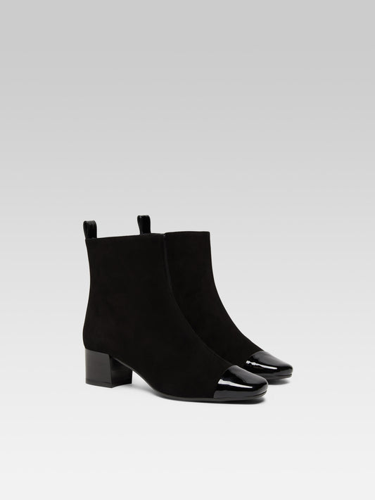 Estime - Bottines cuir velours et verni noir - Image numéro 2