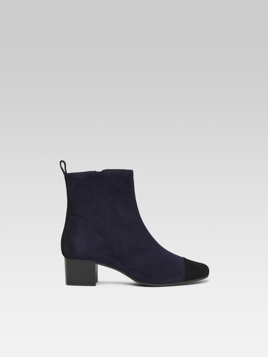 Estime - Bottines cuir velours bleu marine et noir