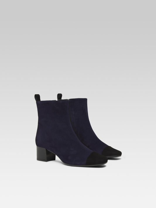 Estime - Navy blue and black suede leather ankle boots - Image number 2