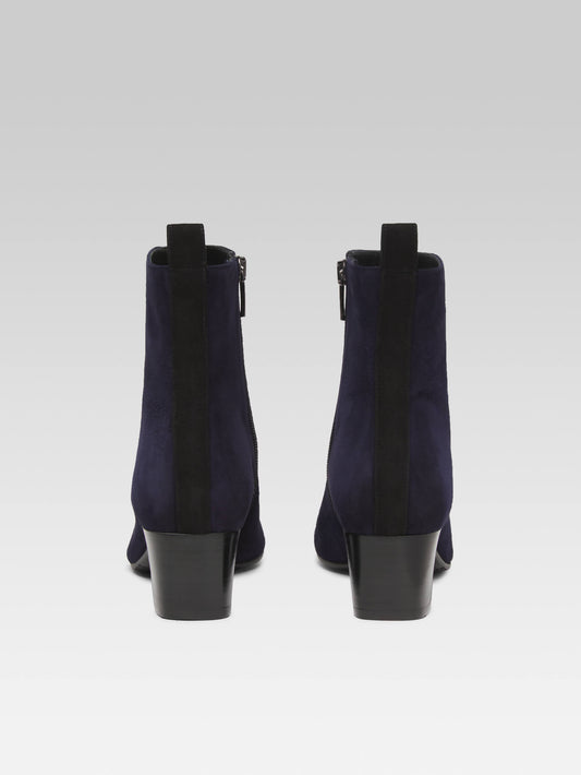 Estime - Navy blue and black suede leather ankle boots - Image number 5