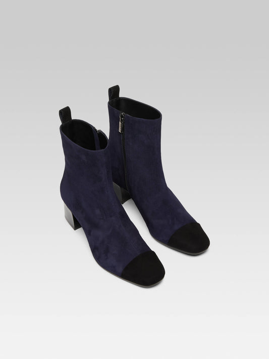 Estime - Navy blue and black suede leather ankle boots - Image number 3