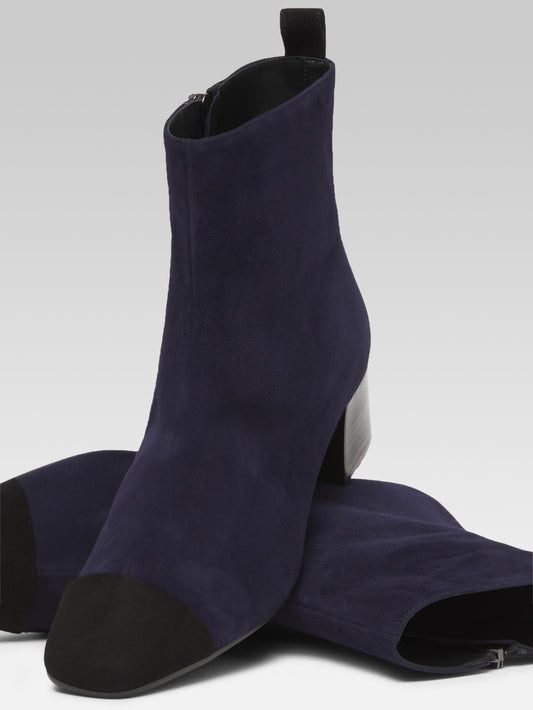 Estime - Bottines cuir velours bleu marine et noir - Image numéro 4