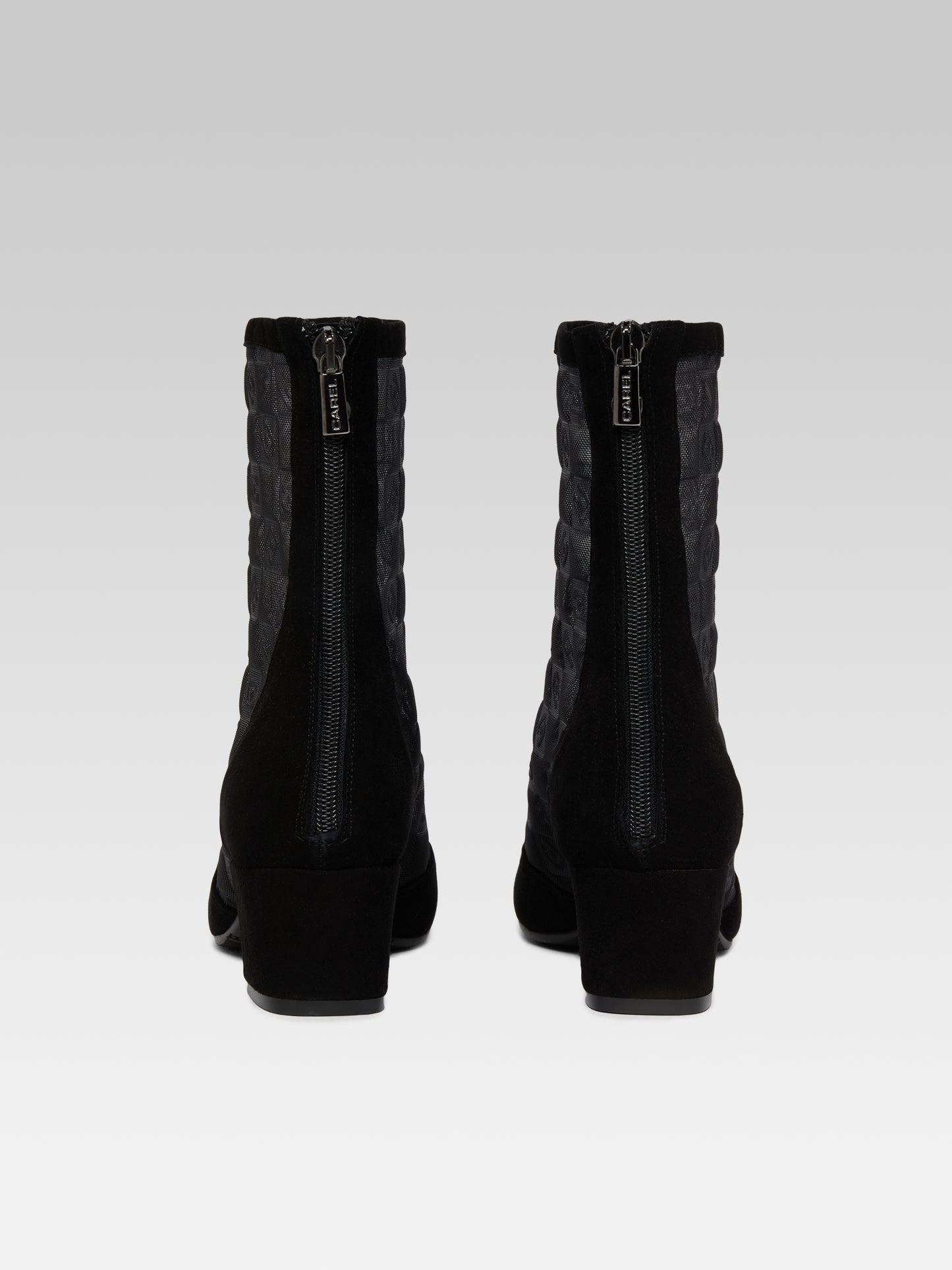 Estimenight - Bottines cuir velours et résille noir