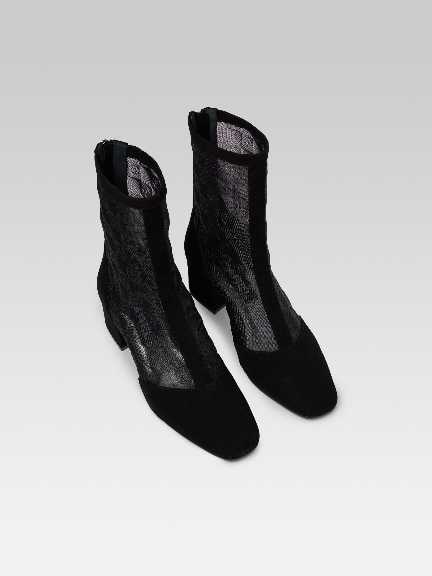 Estimenight - Black suede and mesh ankle boots  - Image number 5