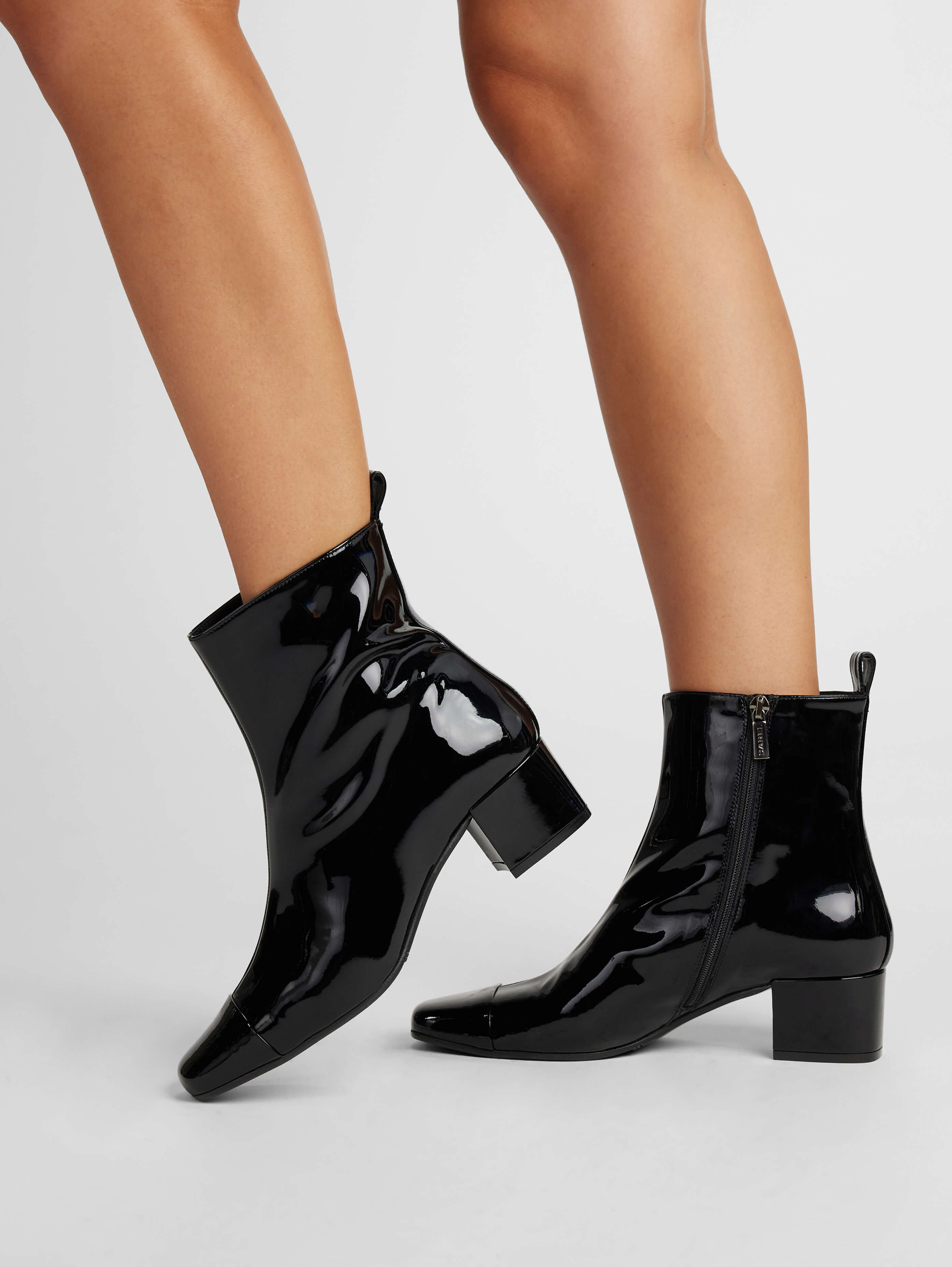 Ladies patent leather ankle boots on sale