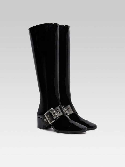 Eyelet - Black patent leather boots with eyelets - Image number 2