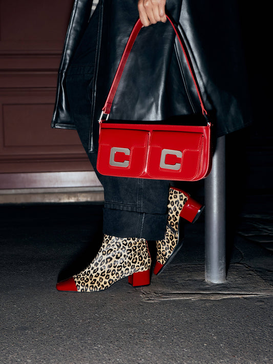 Estime - Bottines cuir pony léopard et cuir verni rouge upcyclé - Image numéro 7