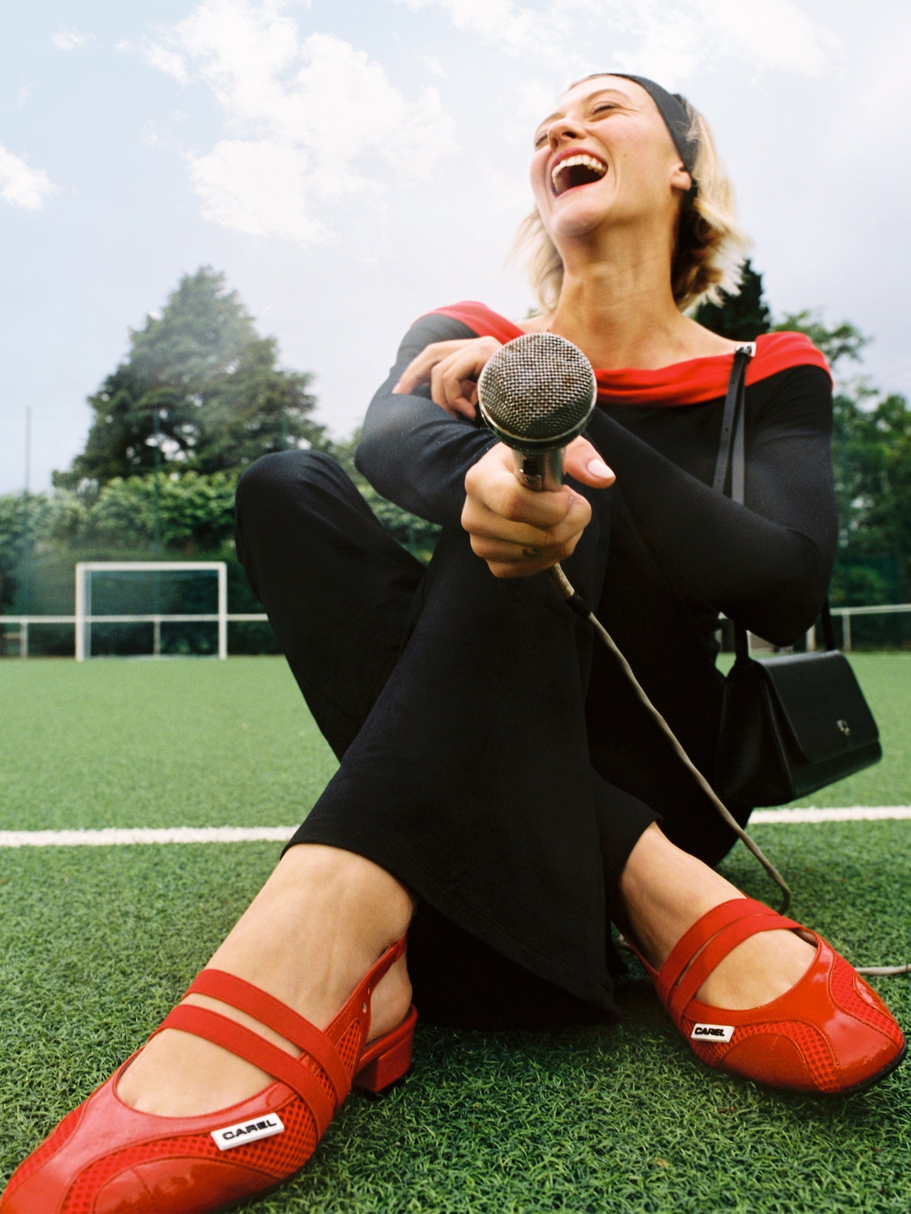 Peachy - Mesh and red eco-patent slingback Mary Janes - Image number 6