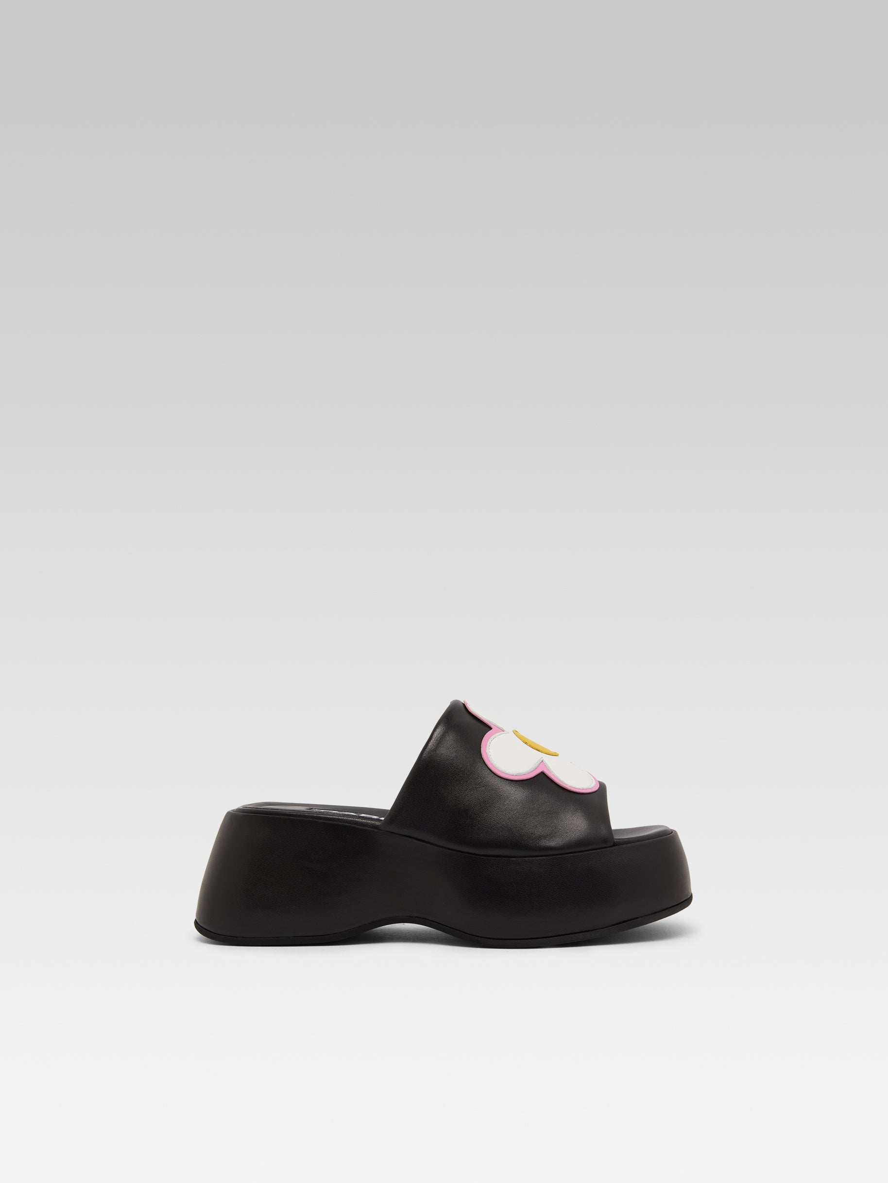 FLOWER Mules a plateforme cuir noir Carel Paris Chaussures