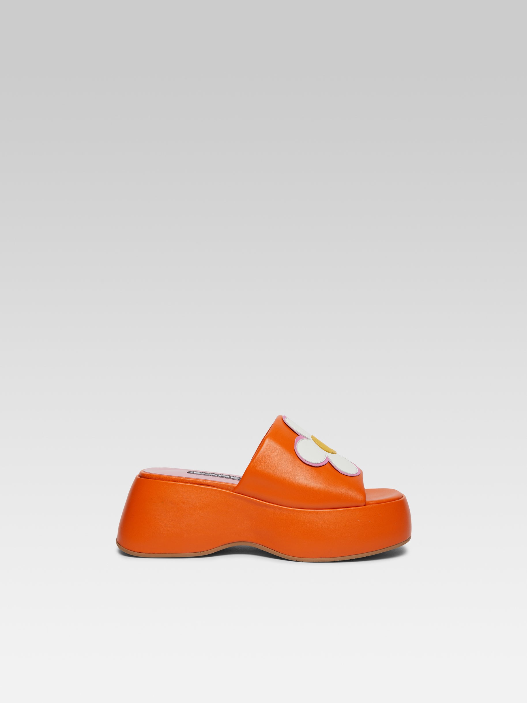 Flower - Orange leather platform mules - Image number 2