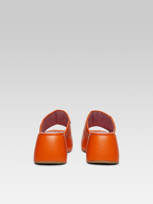 Flower - Orange leather platform mules - Image number 5